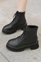 chic two colors pu leather thick bottoms strappy martin boots_Black