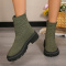 chic 4 colors knitted upper thick bottoms martin boots_Black_Dark Green