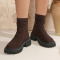 chic 4 colors knitted upper thick bottoms martin boots_Black_Dark Green_Beige_Brown