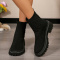 chic 4 colors knitted upper thick bottoms martin boots_Black