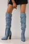 chic 3 colors high-tube zip-up side high-heel boots_Black_Gray_Blue
