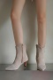 chic retro 3 colors suede upper rhinestone midi-heel martin boots_Black_Gray_Beige