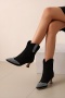 chic retro 3 colors suede upper rhinestone midi-heel martin boots_Black