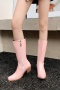 chic 5 colors gloss pu leather zip-up side midi-heel boots_Black_White_Pink