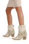 chic punk 3 colors suede upper embroidery tassel midi-heel cowgirl boots_Black_Deep Yellow_Beige