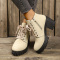 stylish two colors suede upper strappy zip-up side high-heel martin boots_Black_Beige