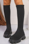 stylish two colors knitted high tube thick bottoms boots_Black