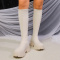 stylish two colors knitted high tube thick bottoms boots_Black_Beige