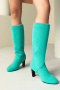 chic 3 colors berber fleece upper high-heel boots_Green