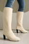 chic 3 colors berber fleece upper high-heel boots_Green_Beige