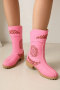 stylish retro 4 colors pu leather embroidery chunky low-heel boots_Black_Pink