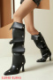 eur40-eur43 chic two colors pointed toe snap button high-tube high-heel boots_Black
