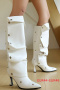 eur44-eur48 chic two colors pointed toe snap button high-tube high-heel boots_Black_White