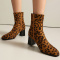 chic two colors leopard suede upper zip-up side chunky midi-heel boots_Blue_Brown