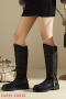 eur35-eur39 casual warm two colors thick bottoms zip-up cotton snow boots_Black