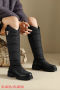 eur35-eur39 stylish warm two colors thick bottoms cotton snow boots_Black