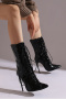 chic 6 colors pu leather pointed toe strappy high-heel boots_Black