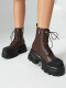 chic two colors pu leather thick bottoms strappy zip-up boots_Black_Brown