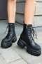 chic two colors pu leather thick bottoms strappy zip-up boots_Black