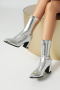 chic 5 colors pu leather pointed toe chunky heel boots_Black_White_Brown_Gold_Silver