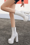 chic 4 colors gloss pu leather pentagram chunky high-heel boots_Black_White