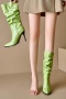 chic 3 colors gloss pu leather pointed toe high-heel boots_Pink_Light Green