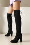exquisite 3 colors glitter high-tube over knee pointed toe high-heel boots_Black