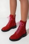 chic 4 colors glitter strappy low heel boots_Black_Red