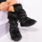 chic 4 colors plush rivet buckles flat warm snow boots_Black