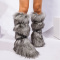 chic 4 colors plush rivet buckles flat warm snow boots_Black_Gray