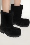 stylish 3 colors suede mid-calf thick bottom fur lined warm snow boots_Black