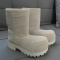 stylish 3 colors suede mid-calf thick bottom fur lined warm snow boots_Black_Beige