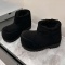 stylish 3 colors suede thick bottom fur lined warm ankle snow boots_Black