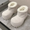 stylish 3 colors suede thick bottom fur lined warm ankle snow boots_Black_Khaki _White