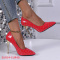 eur34-eur40 exquisite 4 colors pointed toe gloss pu leather high heels_Black_White_Red