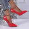 eur41-eur43 exquisite 4 colors pointed toe gloss pu leather high heels_Black_White_Red