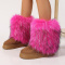 stylish comfortable 13 colors suede fluffy fur thick bottom warm snow boots_Black_White_Gray_Light Pink_Red_Magenta