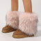 stylish comfortable 13 colors suede fluffy fur thick bottom warm snow boots_Black_White_Gray_Light Pink