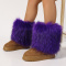 stylish comfortable 13 colors suede fluffy fur thick bottom warm snow boots_Black_White_Gray_Light Pink_Red_Magenta_Yellow_Orange_Green_Sky Blue_Blue_Purple