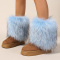 stylish comfortable 13 colors suede fluffy fur thick bottom warm snow boots_Black_White_Gray_Light Pink_Red_Magenta_Yellow_Orange_Green_Sky Blue