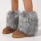 stylish comfortable 13 colors suede fluffy fur thick bottom warm snow boots_Black_White_Gray