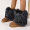 stylish comfortable 13 colors suede fluffy fur thick bottom warm snow boots_Black