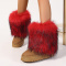 stylish comfortable 13 colors suede fluffy fur thick bottom warm snow boots_Black_White_Gray_Light Pink_Red