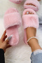 stylish comfortable 13 colors fur peep toe home flat slippers_Black_White_Gray_Pink