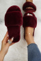 stylish comfortable 13 colors fur peep toe home flat slippers_Black_White_Gray_Pink_Rose Red