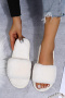 stylish comfortable 13 colors fur peep toe home flat slippers_Black_White