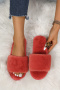 stylish comfortable 13 colors fur peep toe home flat slippers_Black_White_Gray_Pink_Rose Red_Watermelon Red