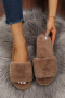 stylish comfortable 13 colors fur peep toe home flat slippers_Black_White_Gray_Pink_Rose Red_Watermelon Red_Aqua Green_Green_Dark Green_Blue_Light Purple_Beige_Brown