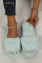 stylish comfortable 13 colors fur peep toe home flat slippers_Black_White_Gray_Pink_Rose Red_Watermelon Red_Aqua Green