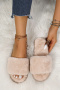 stylish comfortable 13 colors fur peep toe home flat slippers_Black_White_Gray_Pink_Rose Red_Watermelon Red_Aqua Green_Green_Dark Green_Blue_Light Purple_Beige